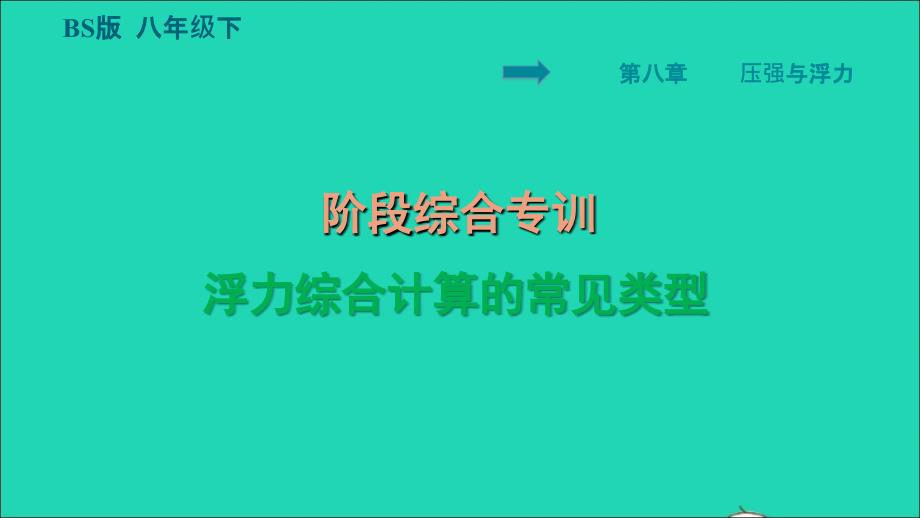 2022八年级物理下册第8章压强和浮力阶段综合专训浮力综合计算的常见类型习题课件新版北师大版202206182102_第1页