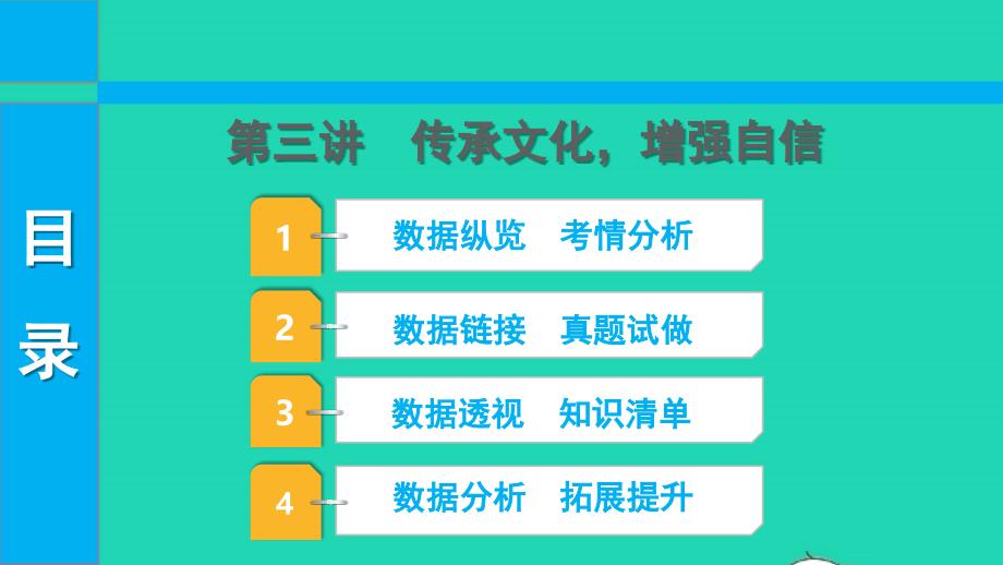 2022中考道德与法治第一部分知识梳理主题四认识国情爱我中华第三讲传承文化增强自信课件_第1页