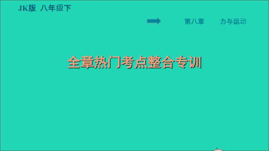 2022八年级物理下册第八章力与运动全章热门考点整合专训习题课件新版教科版_第1页