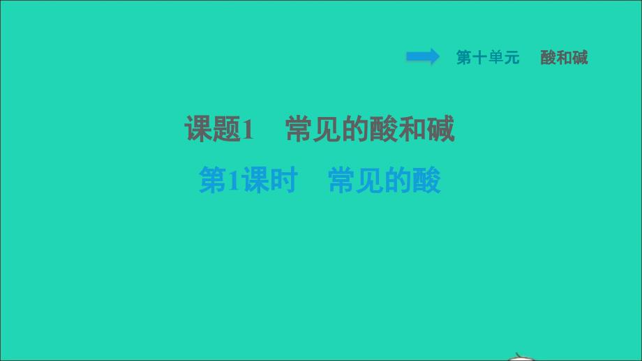 安徽专版2022九年级化学下册第10单元酸和碱课题1常见的酸和碱第1课时常见的酸课件新版新人教版20220608371_第1页