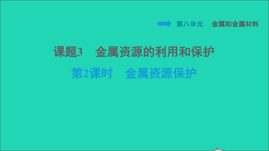 安徽专版2022九年级化学下册第8单元金属和金属材料课题3金属资源的利用和保护第2课时金属资源保护背记手册课件新版新人教版20220608325_第1页