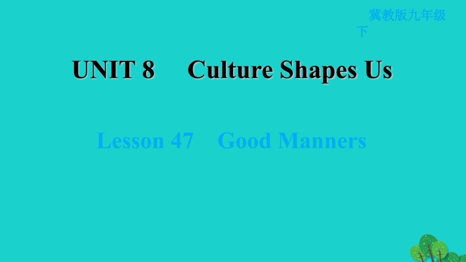 2022九年级英语下册Unit8CultureShapesUsLesson47GoodManners习题课件新版冀教版20220521327_第1页