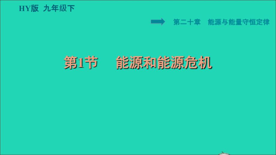 2022九年级物理下册第二十章能源与能量守恒定律20.1能源和能源危机习题课件新版粤教沪版_第1页