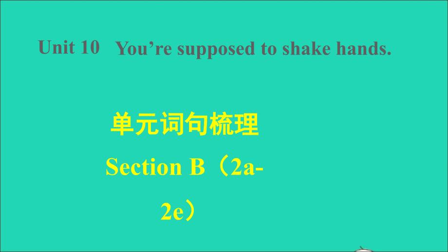 2022九年级英语全册Unit10Youresupposedtoshakehands词句梳理SectionB2a_2e课件新版人教新目标版_第1页