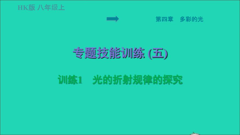 福建专版2022八年级物理全册第四章多彩的光专题技能训练五训练1光的折射规律的探究课件新版沪科版_第1页