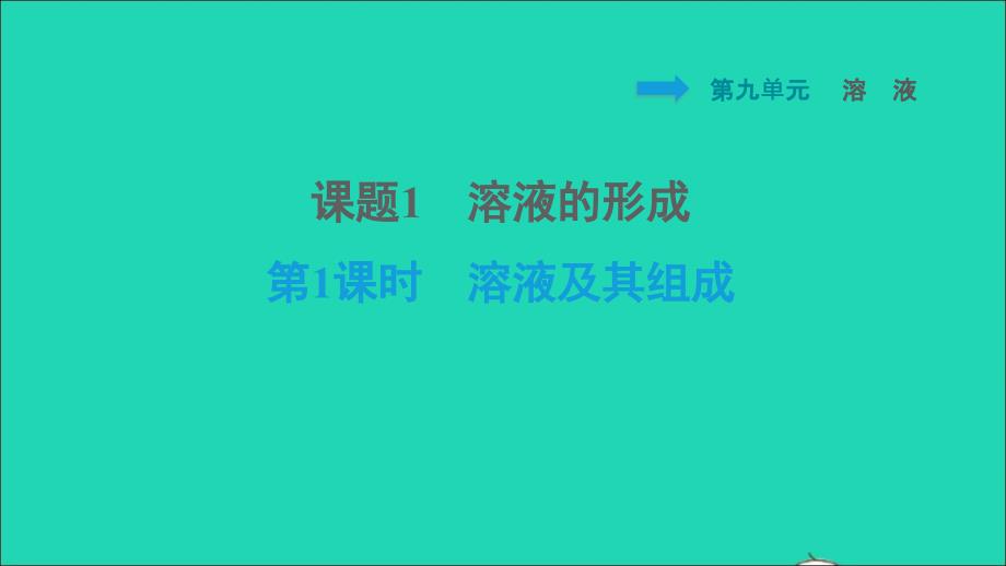 安徽专版2022九年级化学下册第9单元溶液课题1溶液的形成第1课时溶液及其组成课件新版新人教版20220608319_第1页