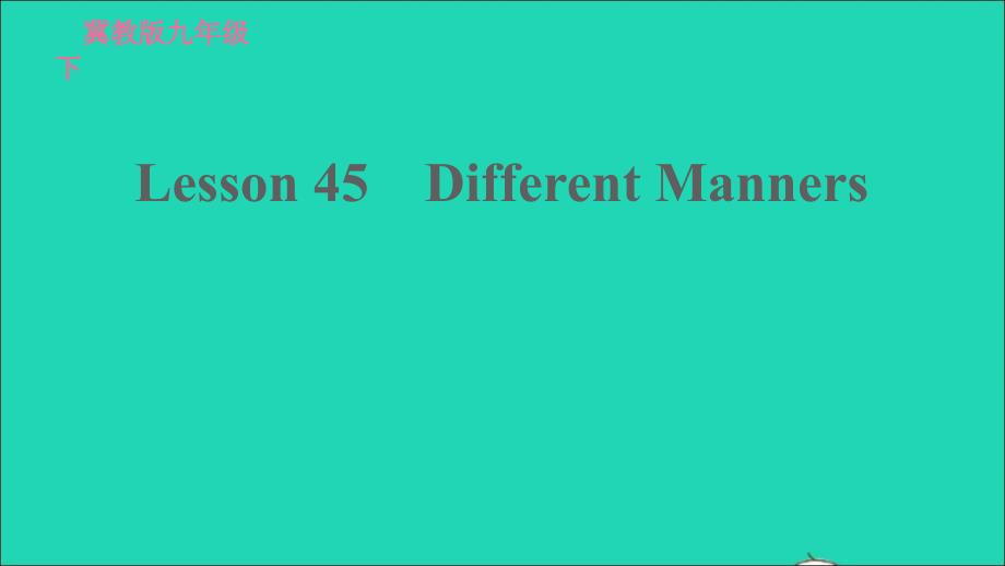 2022九年级英语下册Unit8CultureShapesUsLesson45DifferentManners习题课件新版冀教版20220519242_第1页