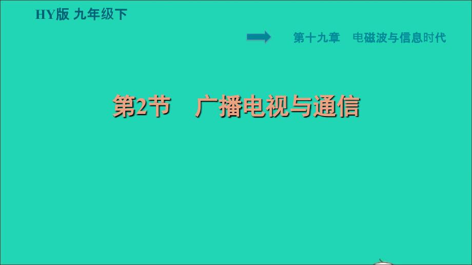 安徽专版2022九年级物理下册第十九章电磁波与信息时代19.2广播电视与通信课件新版粤教沪版_第1页