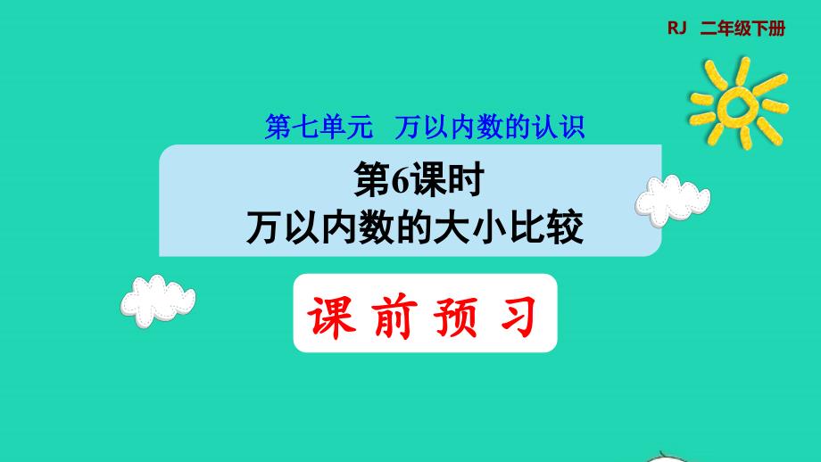 2022二年级数学下册第7单元万以内数的认识第6课时万以内数的大小比较预习课件新人教版_第1页