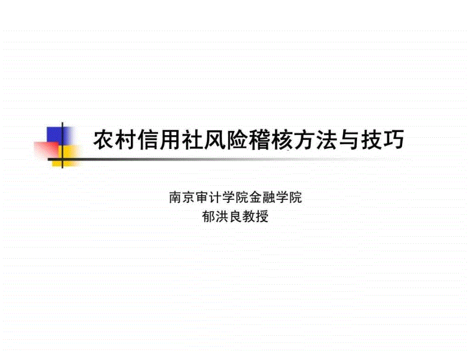 农村信用社风险稽核方法与技巧_第1页