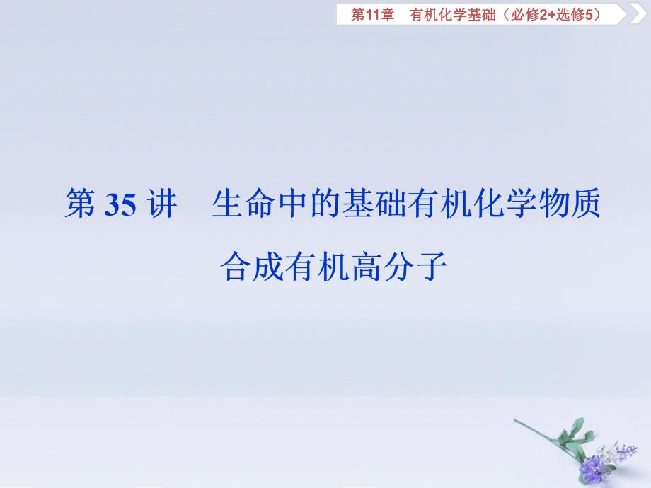 2020版高考化学第11章有机化学基础第35讲生命中的基础有机化学物质合成有机高分子ppt课件_第1页