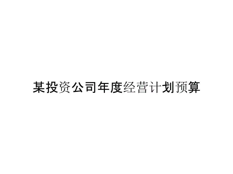 某投资公司年度经营计划预算_第1页