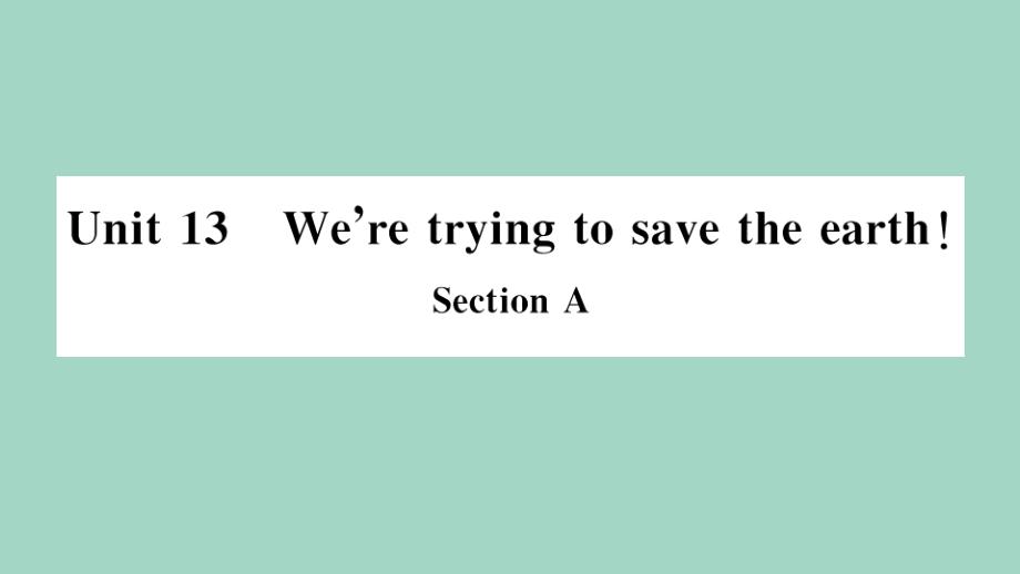 湖北专版2020年秋九年级英语全册Unit13We’retryingtosavetheearthSectionA作业课件新版人教新目标版_第1页