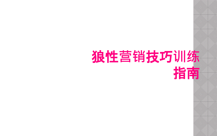 狼性营销技巧训练指南_第1页