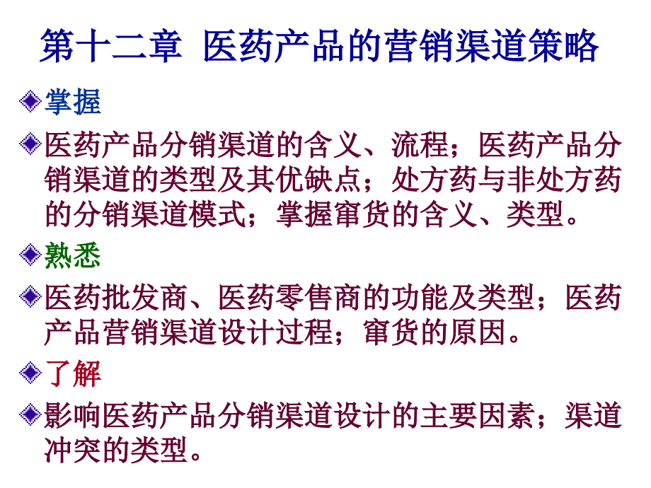 医药产品的营销渠道策略培训课件_第1页