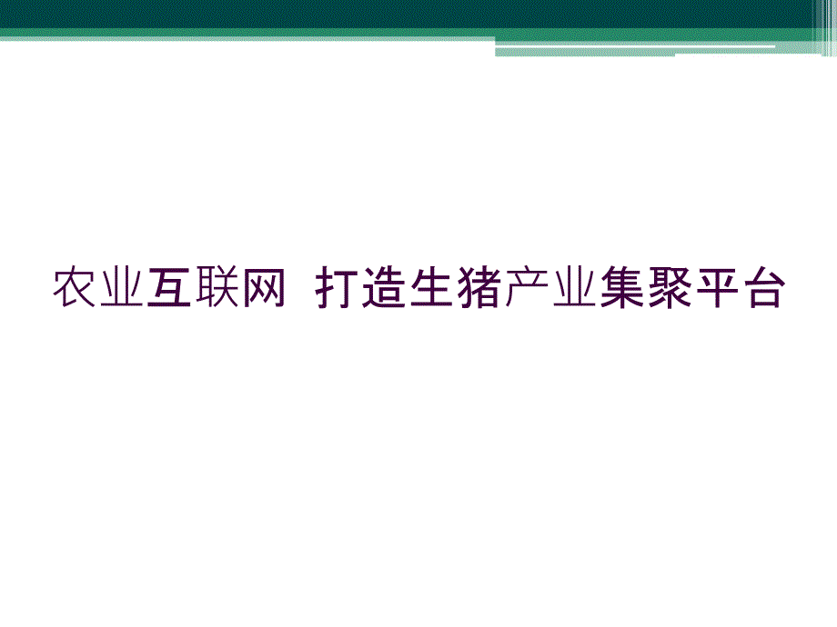 农业互联网 打造生猪产业集聚平台_第1页