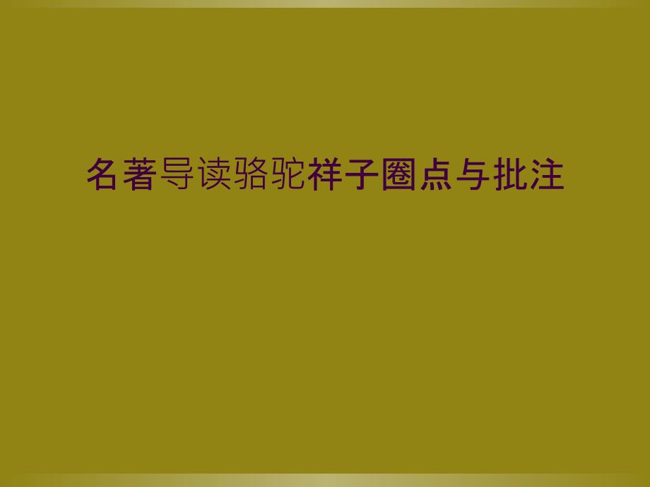 名著导读骆驼祥子圈点与批注_第1页