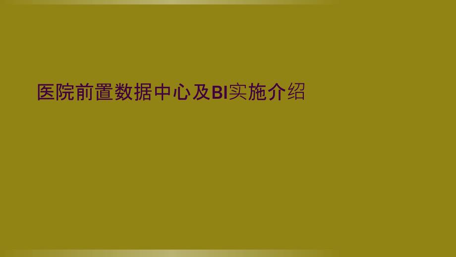 医院前置数据中心及BI实施介绍_第1页