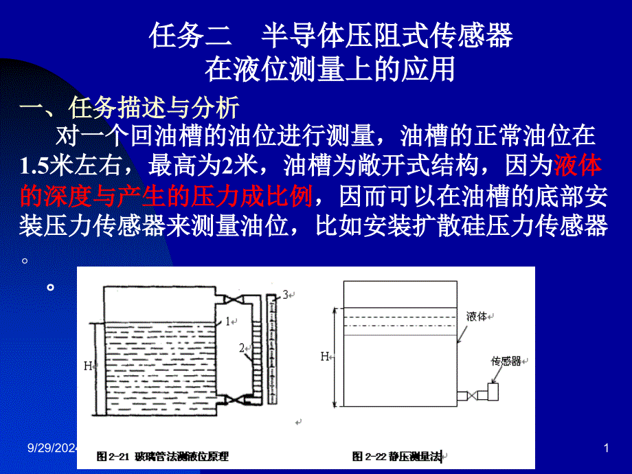 半导体压阻式传感器 ——在液位测量上的应用_第1页