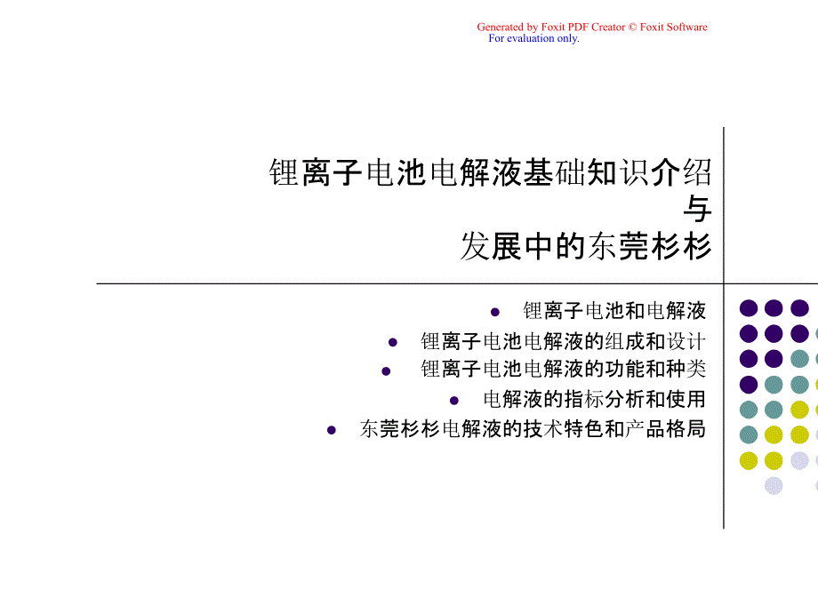 锂离子电池电解液基础知识介绍与发展中的东莞杉杉_第1页