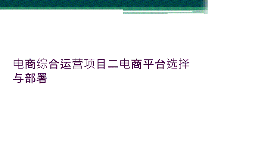 电商综合运营项目二电商平台选择与部署_第1页