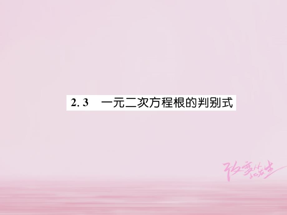 2018年秋九年级数学上册 第2章 一元二次方程 2.3 一元二次方程根的判别式课件 （新版）湘教版_第1页