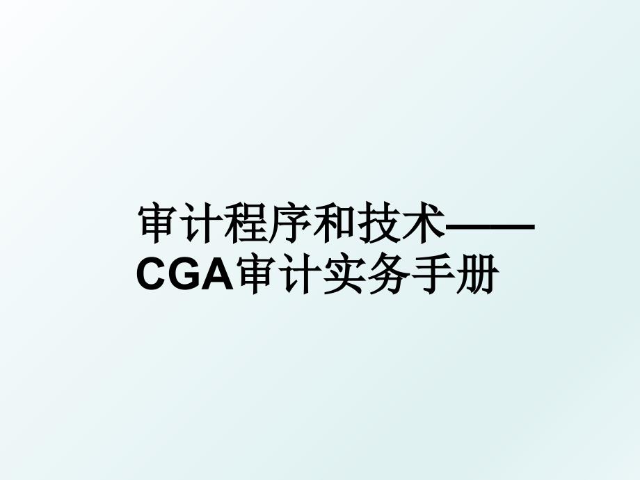 审计程序和技术CGA审计实务手册_第1页