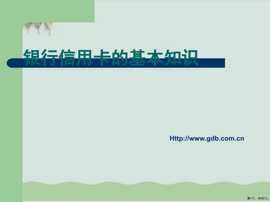 信用卡的基础知识讲义教学课件_第1页