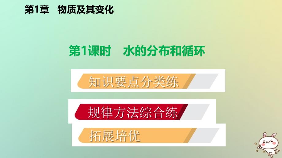 2018年秋八年级科学上册第1章水和水的溶液11地球上的水111水的分布与水循环练习课件_第1页