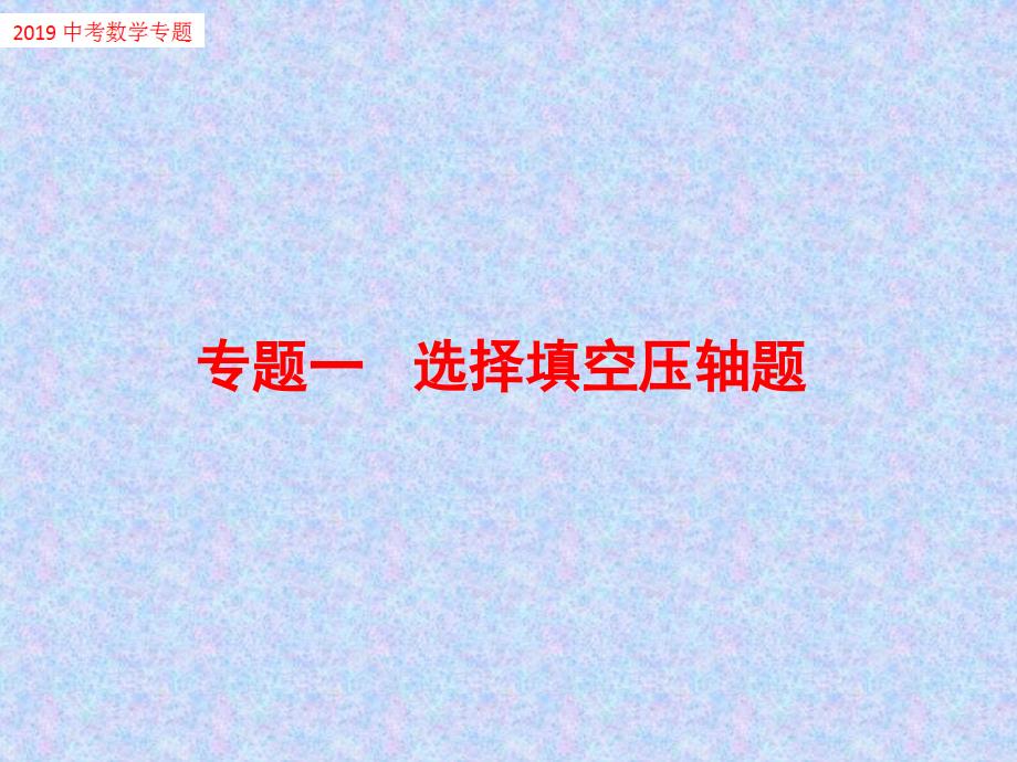 2019年中考数学专题一选择填空压轴题_第1页