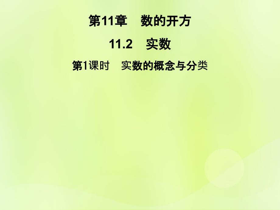 八年级数学上册第11章数的开方11.2实数第1课时实数的概念与分类习题课件新版华东师大版_第1页