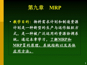 MRP的编制教程课件