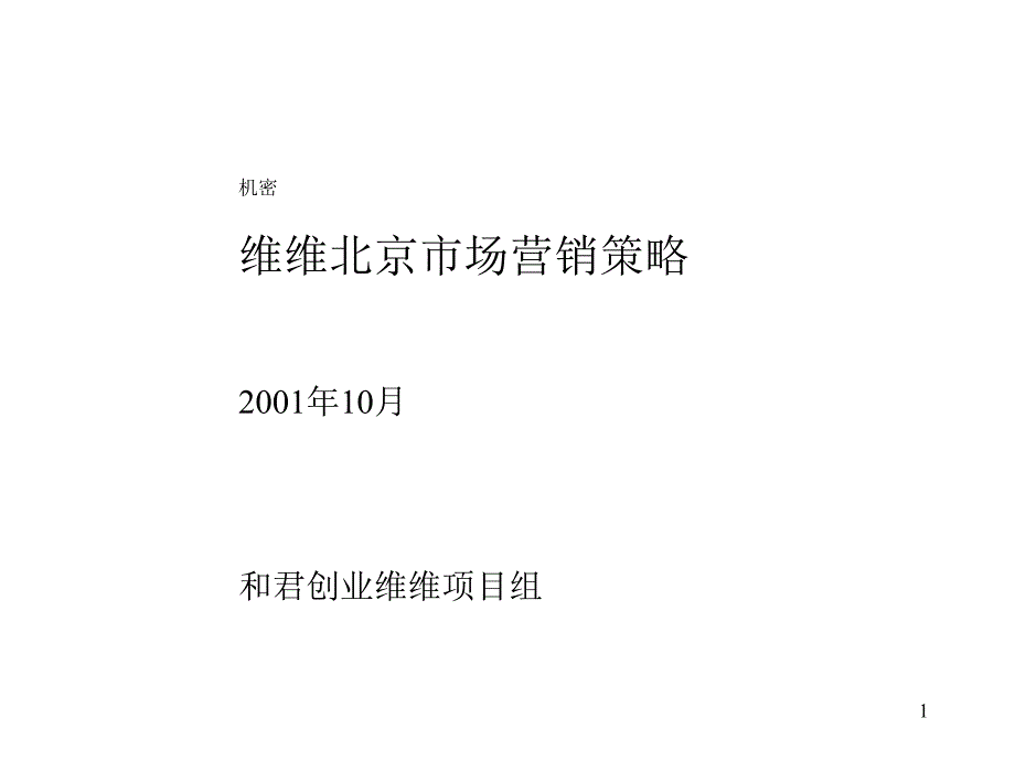 维维北京市场营销策略精选课程_第1页