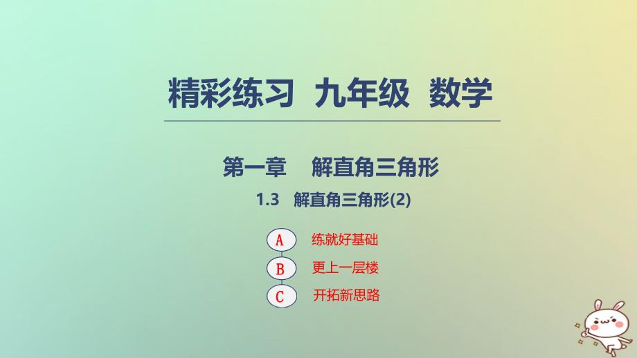 九年级数学下册第一章解直角三角形13解直角三角形2课件新版浙教版_第1页