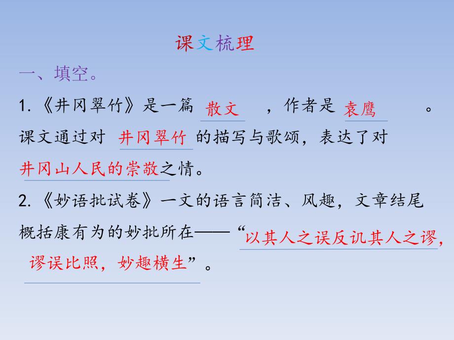 小学语文长春版六年级下册归类复习ppt课件之课文梳理_第1页