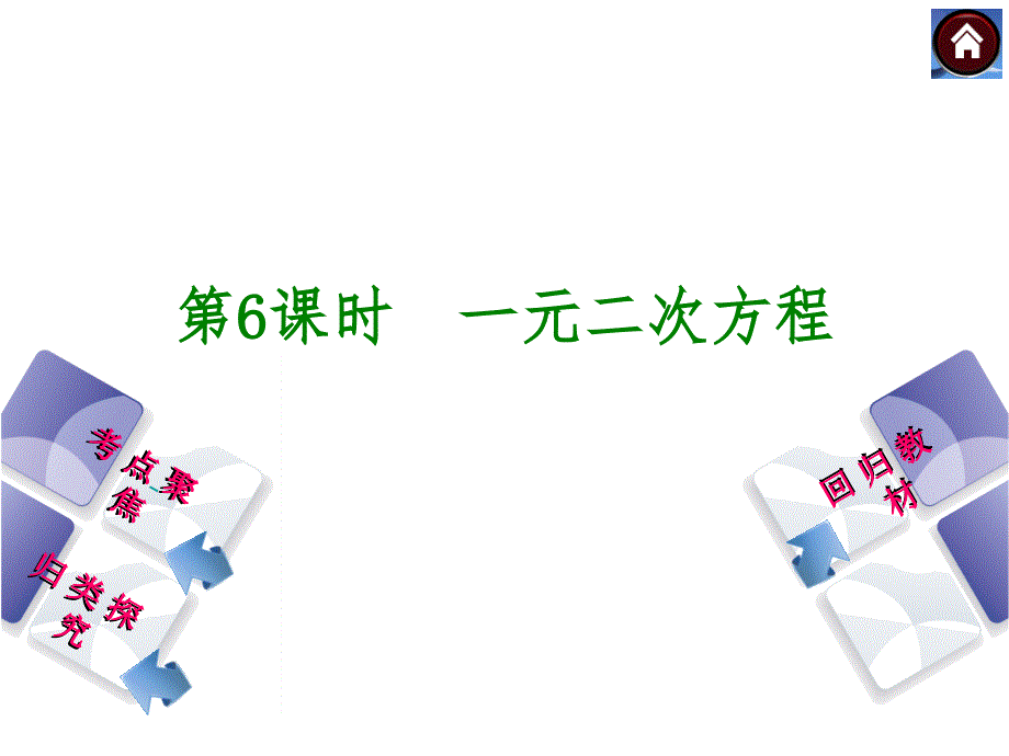 中考复习方案人教版数学中考总复习课件考点聚焦归类探究回归教材第6课时一元二次方程_第1页