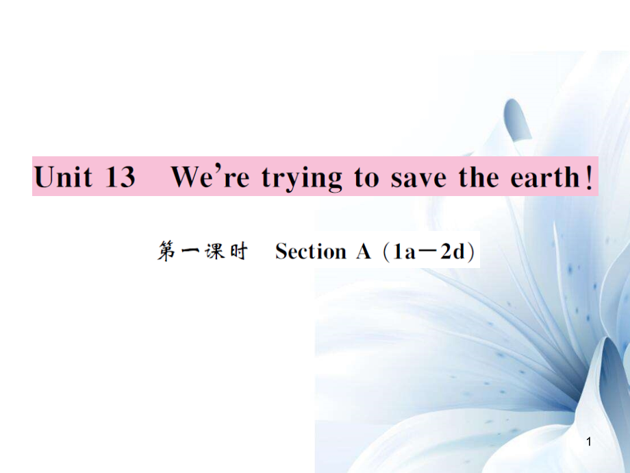 九年級英語全冊 Unit 13 We’re trying to save the earth（第1課時）課件 （新版）人教新目標版[共4頁]_第1頁