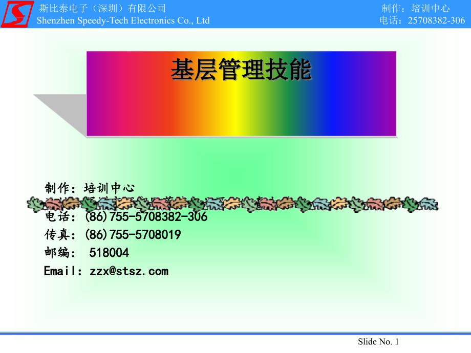 斯比泰电子有限公司基层管理技能_第1页