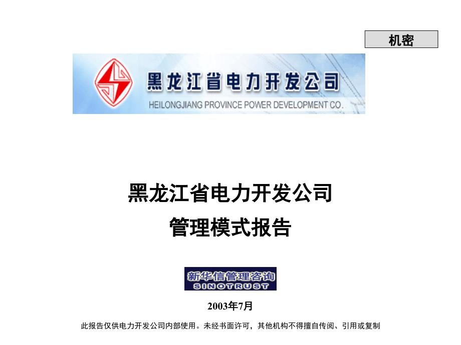 新华信—黑龙江辰能集团咨询第一阶段：黑龙江省电力开发公司管理模式报告_第1页