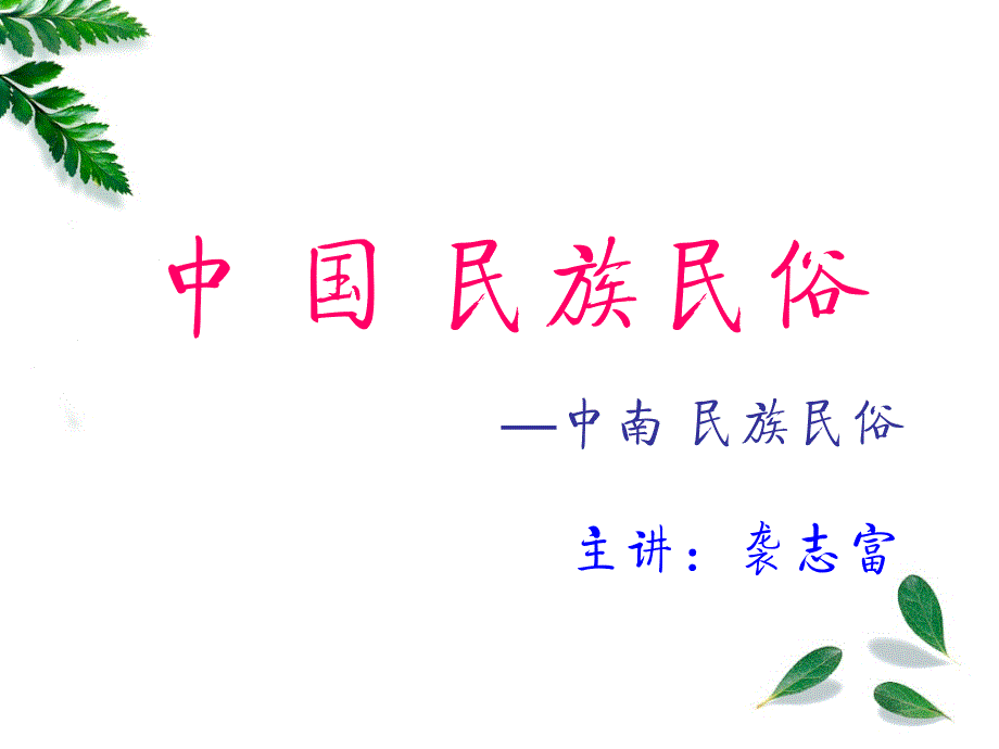 全国导游基础知识 中国的少数民族 中南少数民族_第1页