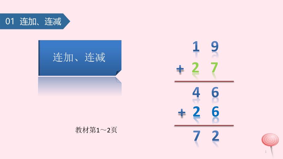 二年级数学上册一100以内的加法和减法(三)连加、连减ppt课件苏教版_第1页