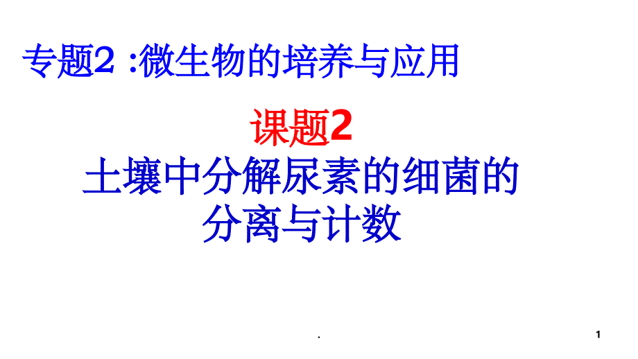 土壤中分解尿素的细菌的分离与计数(公开课)课件_第1页