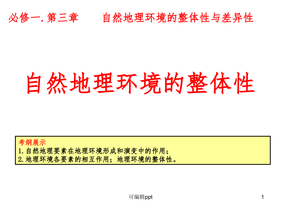 一轮复习：自然地理环境的整体性精讲课件_第1页