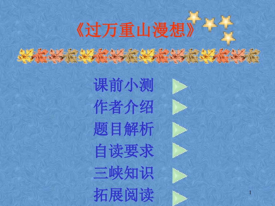 人教版中职语文ppt课件——过万重山漫想_第1页