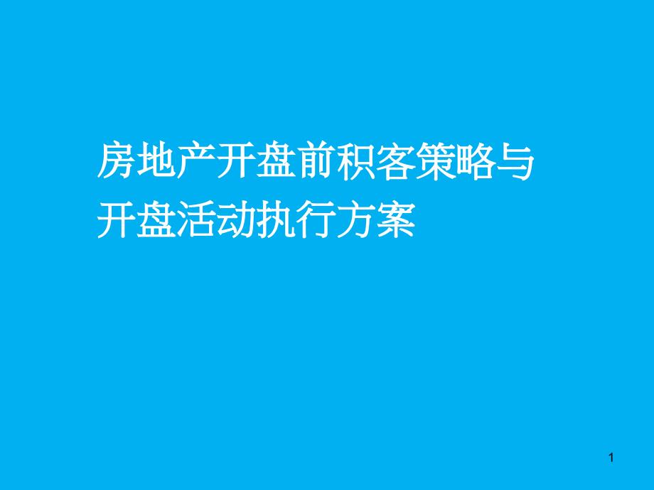 房地产开盘前积客策略与开盘活动执行方案经典案例课件_第1页