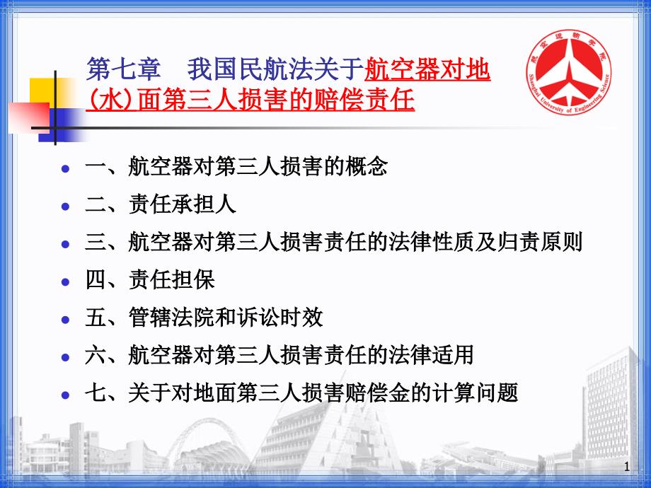 航空器对地面第三人损害—7对第三人损害的赔偿责任概说课件_第1页