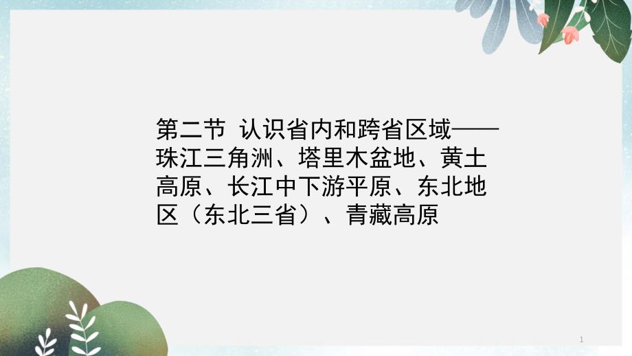 江西专用中考地理第二节认识省内和跨省区域__珠江三角洲塔里木盆地黄土高原长江中下游平原东北地区东北三省课件_第1页