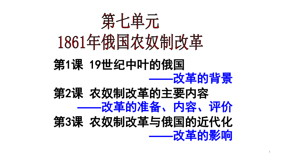 高中历史人教版选修一第七单元-第3课农奴制改革和俄国的近代化课件_第1页