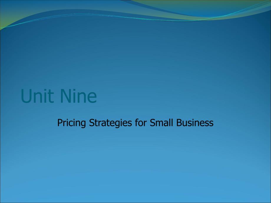 国际营销专业英语Unit 9 Pricing Strategies for small Businesses_第1页