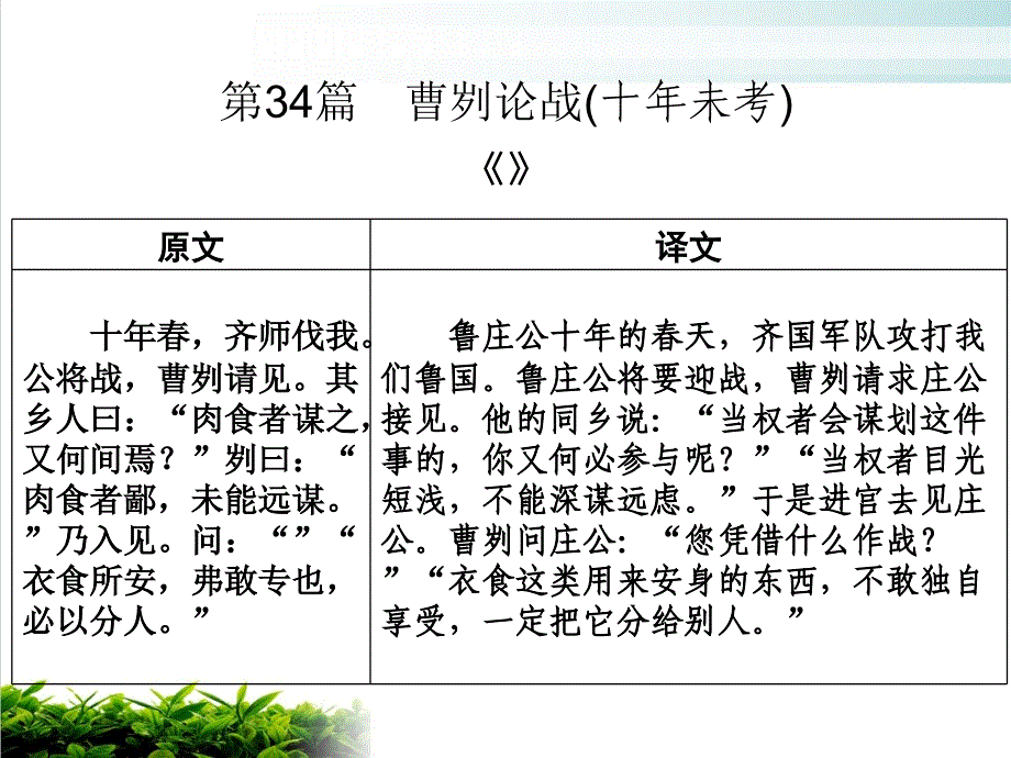 部编版教材语文《曹刿论战》ppt课件完美_第1页